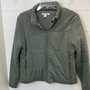 Three Dots, Full Zip Jacket. Lightly quilted. Green. EUC.